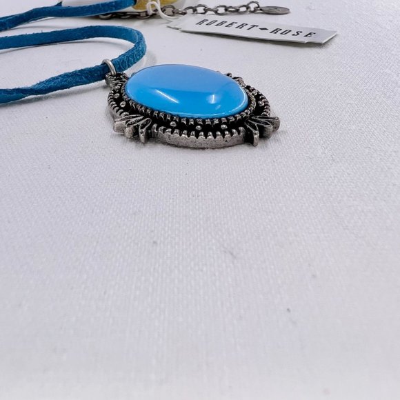 NWT - Robert Rose - Turquoise Color Semi Precious Stone Pendant 16” Necklace - Picture 9 of 9